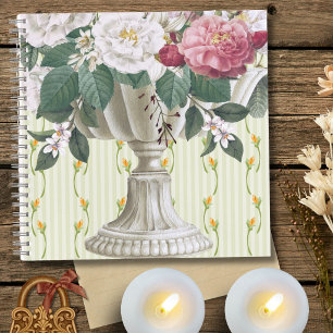 Sweet beautiful retro flower pot green pink Stripe Notebook