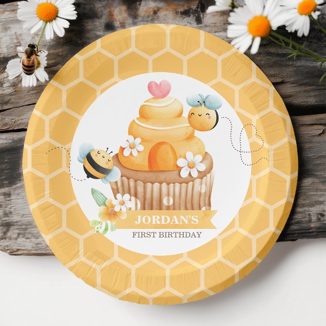 Sweet Bee Birthday Classic  Paper Plates (Creator Uploaded)