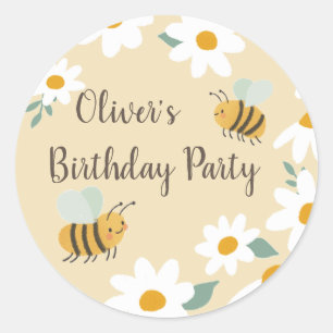 Sweet Bee Birthday Classic Round Sticker