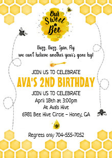 Honey Bee Birthday Invitations Zazzle Au