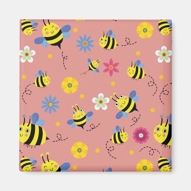 Sweet Bee Blossom Garden Magnet (Front)