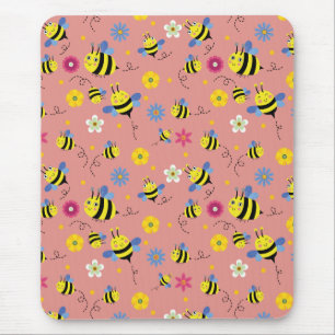 Sweet Bee Blossom Garden Mouse Pad