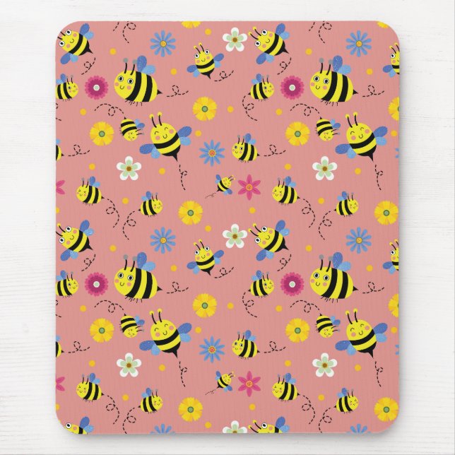 Sweet Bee Blossom Garden Mouse Pad (Front)