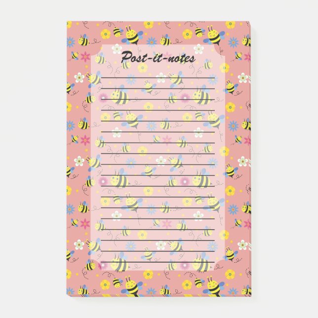Sweet Bee Blossom Garden Post-it Notes (Front)
