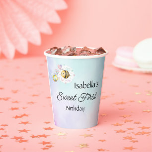 Sweet Bee First Birthday Personalized Paper Cups