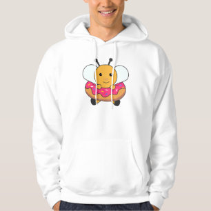 Sweet Bee Funny Animals In Doughnut Pink Hoodie