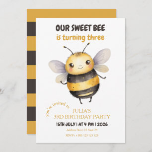 Sweet Bee Kid's Birthday Party  Invitation