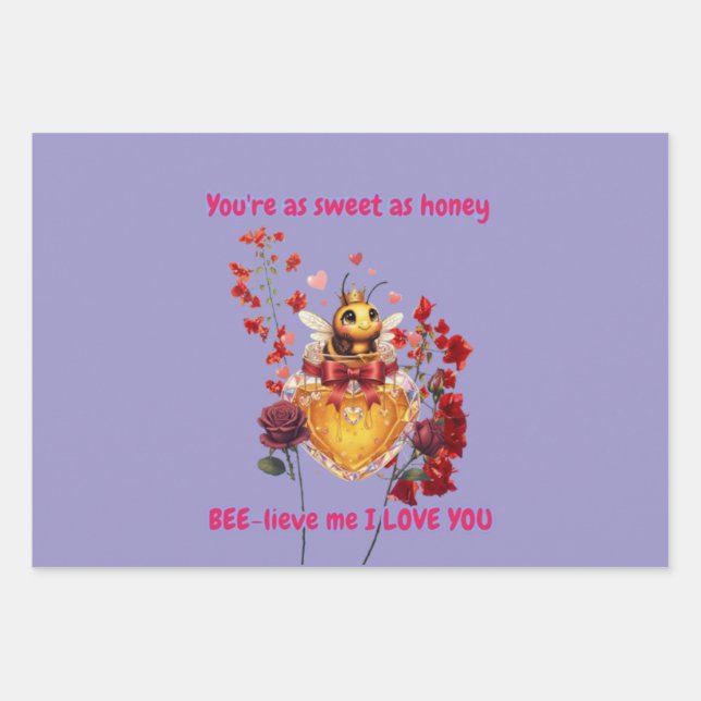 Sweet BEE mine-BEE lieve me i love you Wrapping Paper Sheet (Front)
