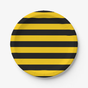 Sweet Bee Yellow and Black Striped Paper Plate