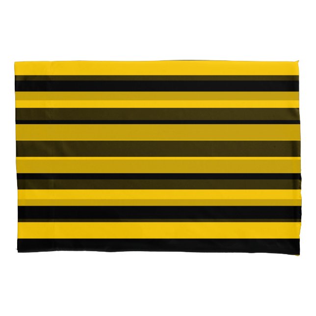 Sweet Bee Yellow and Black Striped Pillowcase (Front)