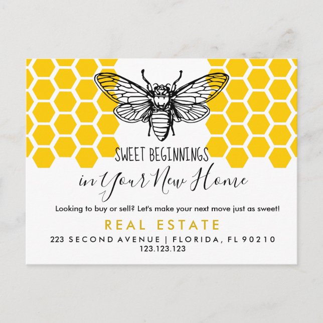 Sweet Beginnings in Your New Home | Realtor  Announcement Postcard (Front)