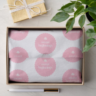 Sweet Beginnings Pink And White Baby Shower Seal Tissue Paper