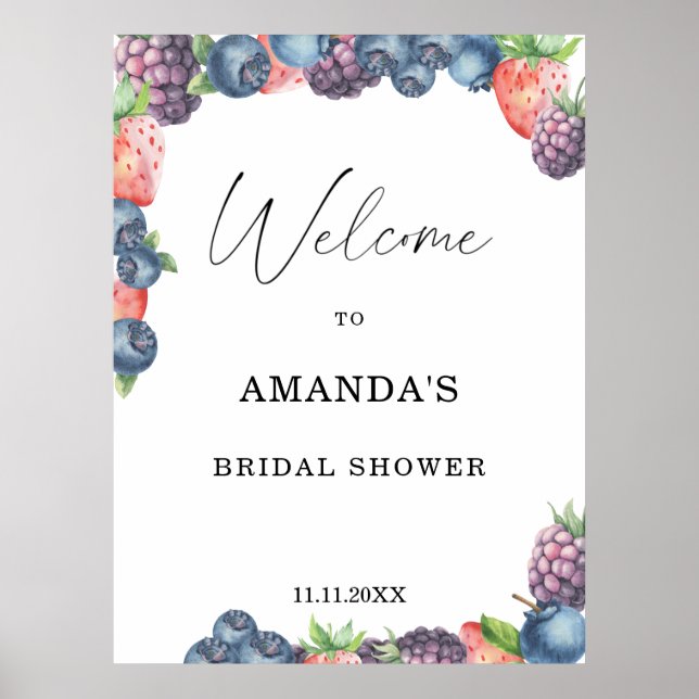 Sweet berries - bridal shower welcome sign (Front)