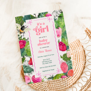 Sweet Berry Baby Girl Strawberry Shower Invitation