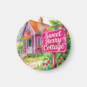 "Sweet Berry Cottage" Raspberry Farmhouse Magnet