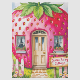 Sweet Berry Cottage" Whimsical Strawberry House Tissue Paper