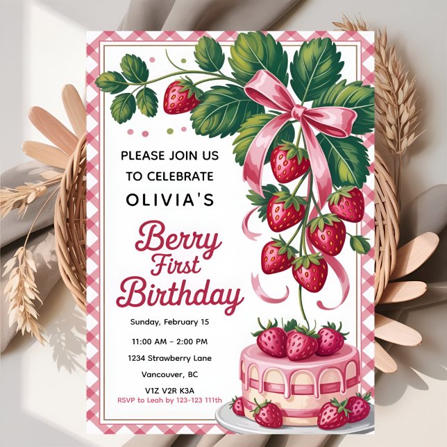 Sweet Berry First Birthday Celebration Invitation (Creator Uploaded)