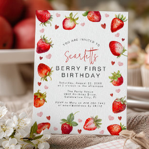 Sweet Berry First Birthday Party Invitation