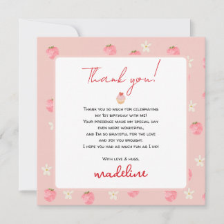 Sweet Berry First Birthday Thank You Card