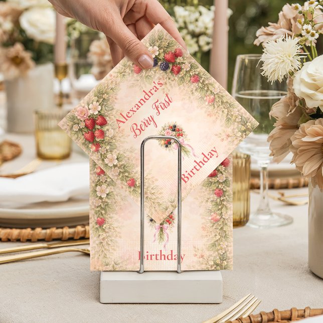 Sweet Berry Garden 1st Birthday Napkin (Creator Uploaded)