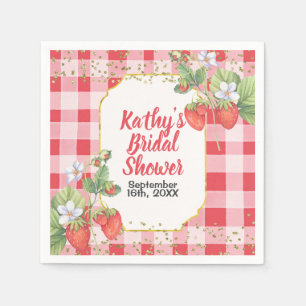 Sweet Berry Watercolor Strawberry Bridal shower Napkin