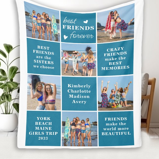 Sweet Best FRIENDS Forever Custom 6 Photo Collage Fleece Blanket (Creator Uploaded)
