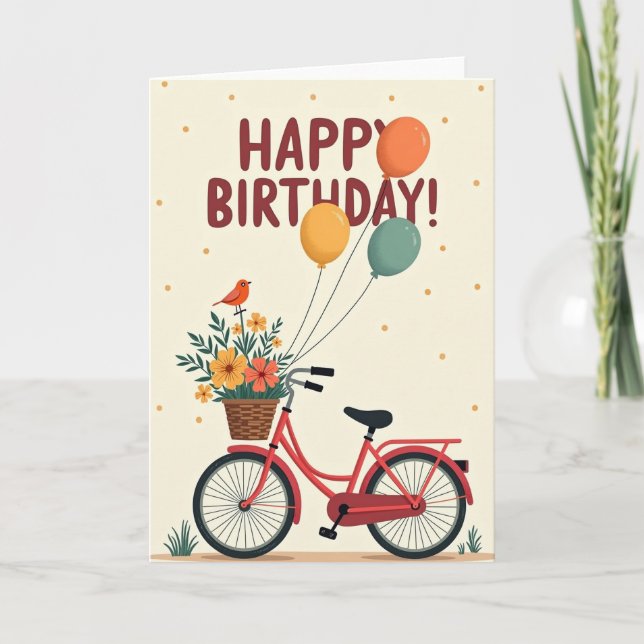 Sweet Bicycle Birthday Card (Front)