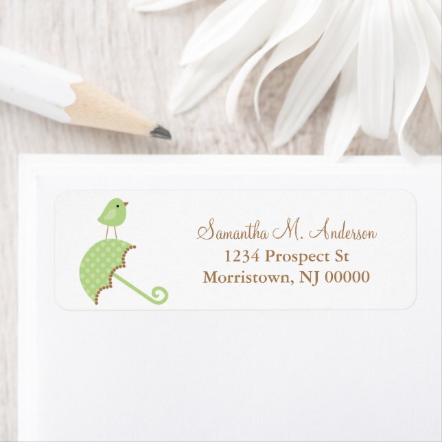 Sweet Bird and Umbrella Return Address Labels (Insitu)