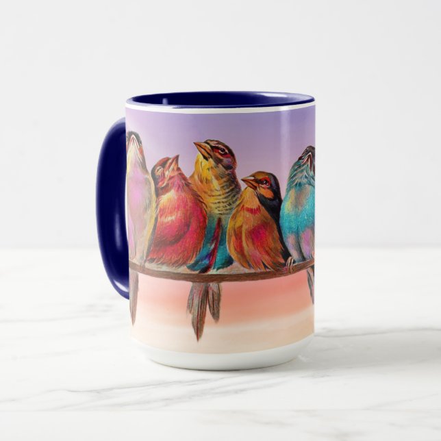 Sweet Bird Art on Mug Cup (Front Left)