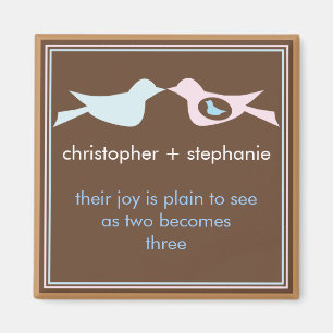 Sweet Bird Family Couple with Baby Magnet