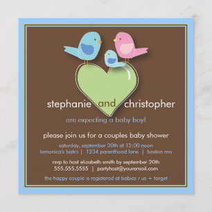 Sweet Bird Family Couples Baby Shower Invitation