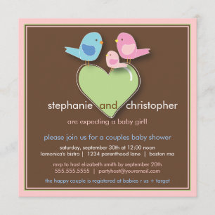Sweet Bird Family Couples Baby Shower Invitation
