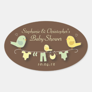 Sweet Bird Family Neutral Baby Shower Sticker