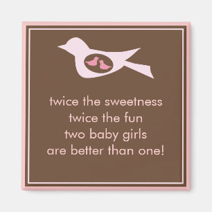 Sweet Bird Mummy with Twin Baby Girls Magnet