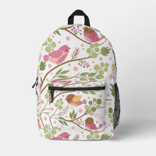 Sweet Bird on a Branch Illustration Printed Backpack