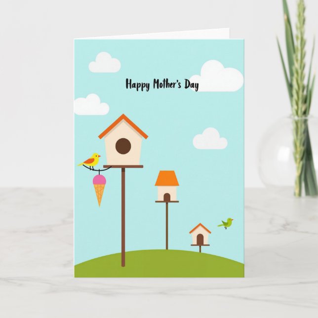 Sweet Birdhouse Mothers Day Card (Front)
