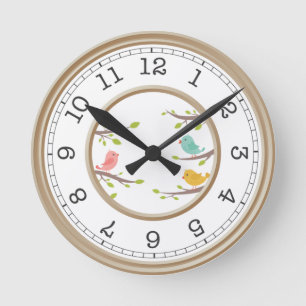 Sweet Birds Round Clock
