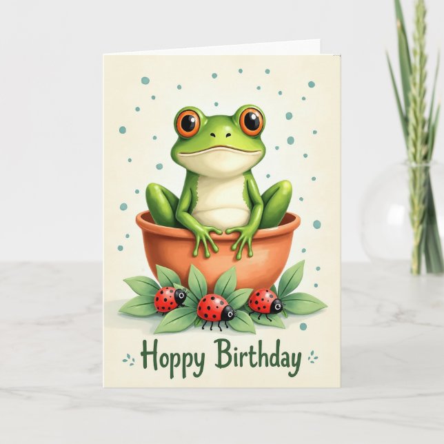 Sweet Birthday Amphibian Pot Card (Front)