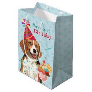 Sweet Birthday Beagle Medium Gift Bag