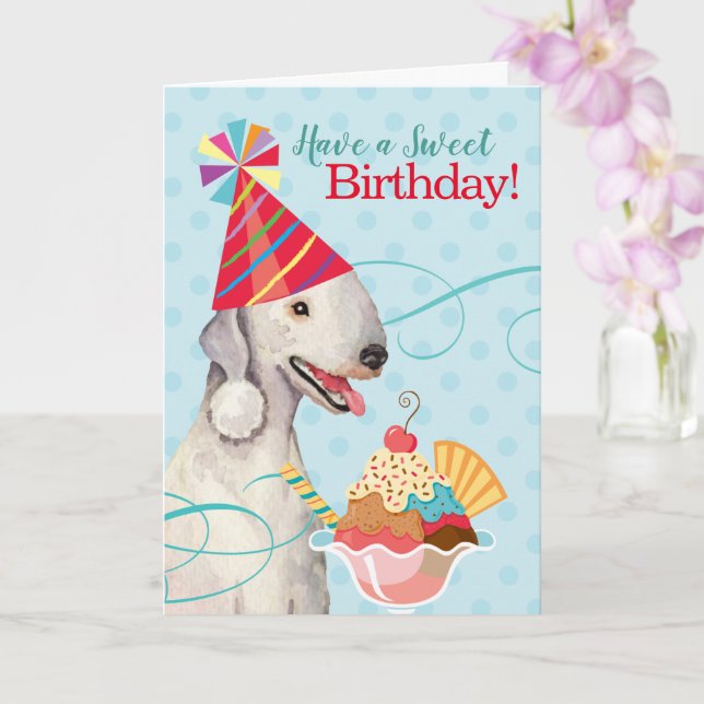 Sweet Birthday Bedlington Terrier Card (Orchid)