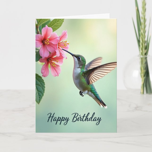Sweet Birthday Bird Bloom Card (Front)