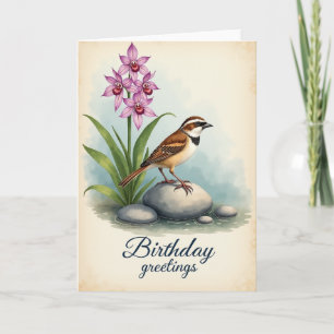 Sweet Birthday Bird Orchid Card