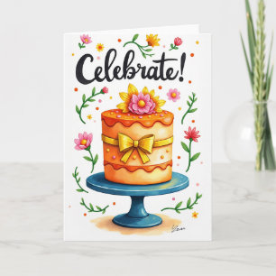 Sweet Birthday Cake Floral Card