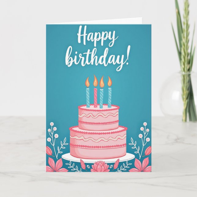 Sweet Birthday Cake Image Card (Front)