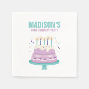 Sweet Birthday Cake Kids Birthday Party Napkin