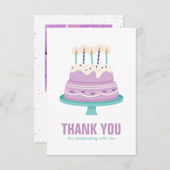 Sweet Birthday Cake Kids Party Thank You Card (Front/Back)