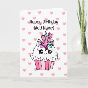 Sweet Birthday Card for Her   Unicorn Cupcake 