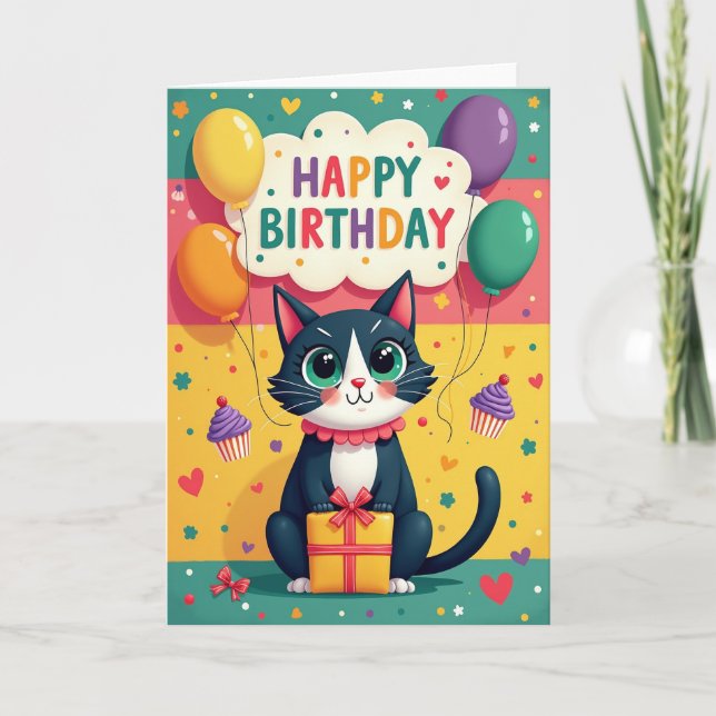 Sweet Birthday Cat Gift Card (Front)