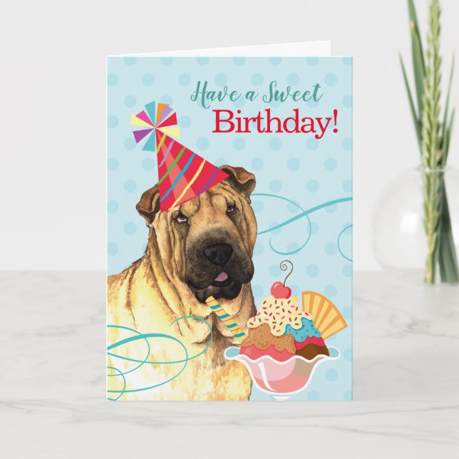 Sweet Birthday Chinese Shar-Pei Card (Front)