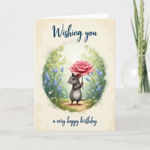Sweet Birthday Critter Rose Card